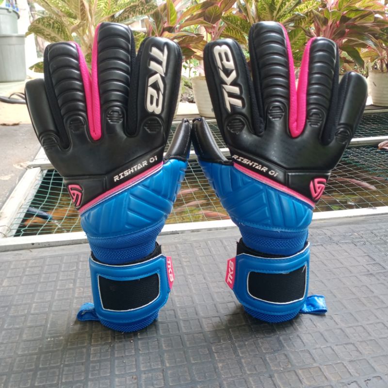 Sarung Tangan Kiper TKB Rishtar Voltus Negative Cut Blue Pink V Series Goalkepeer Glove Sepak Bola
