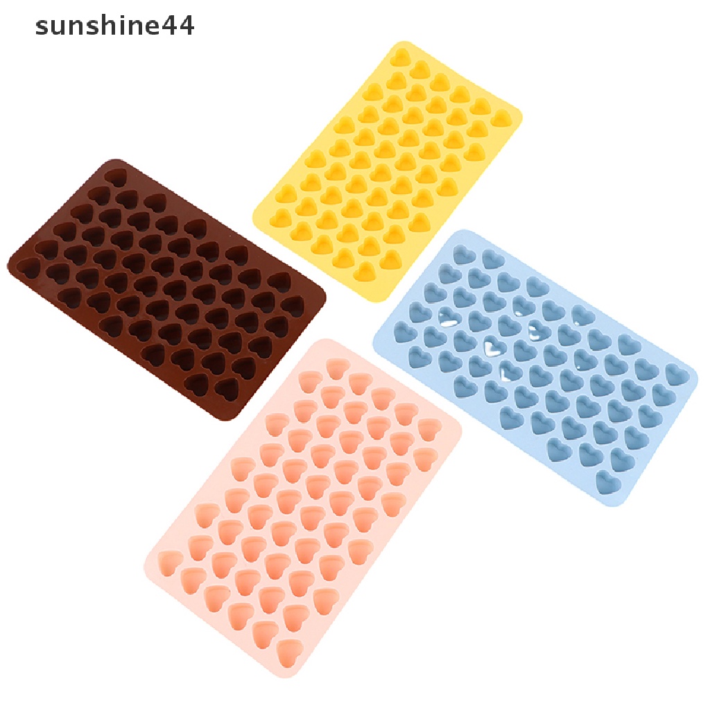 Sunshine 1Pc Cetakan Silikon 55 Lubang Bentuk Hati Untuk Coklat / Kue DIY