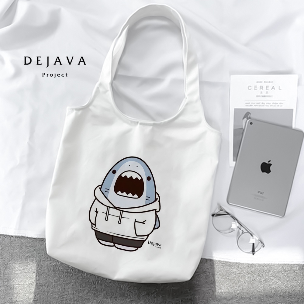 TERBARU TOTEBAG KANVAS PREMIUM TERBAIK DEJAVA SHARK TERKEREN