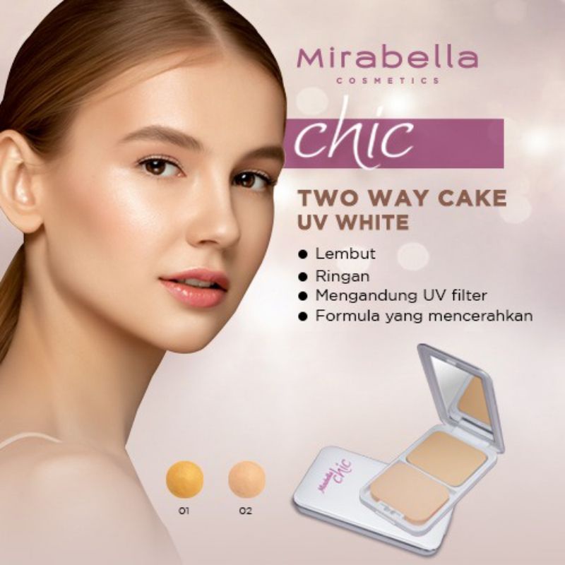 Mirabella Chic Two Way Cake UV White 14gr - Bedak Padat