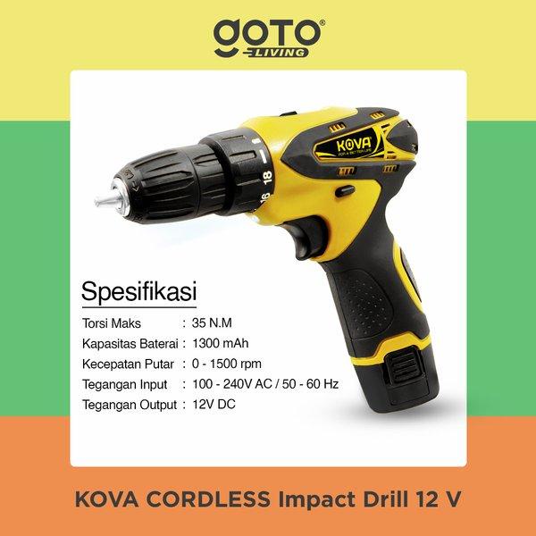 Kova Mesin Bor Baterai Tangan Cordless Drill 12V
