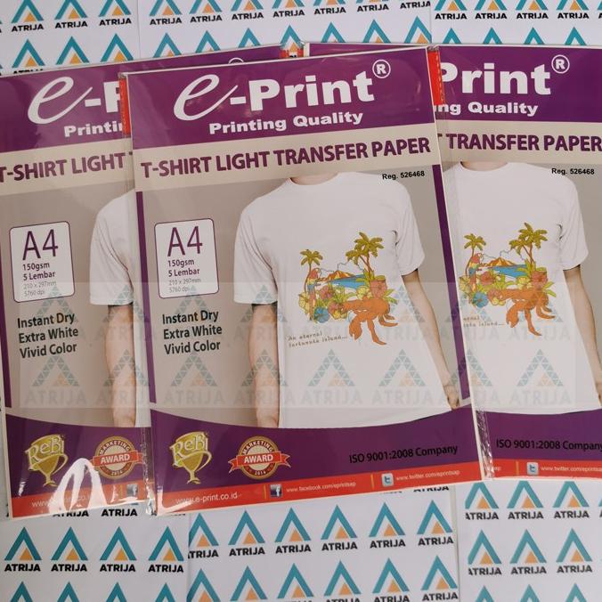 

SALE T-Shirt Light Transfer Paper EPrint- Kertas Print Sablon Putih A4