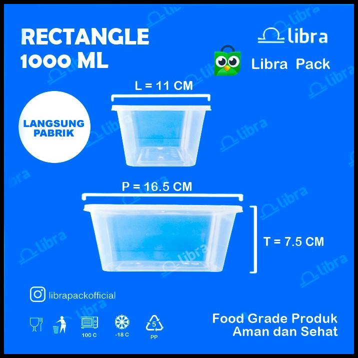 500 Pcs - Box Nasi 1000Ml Kotak 500Pcs Tempat Makan Plastik Thinwall