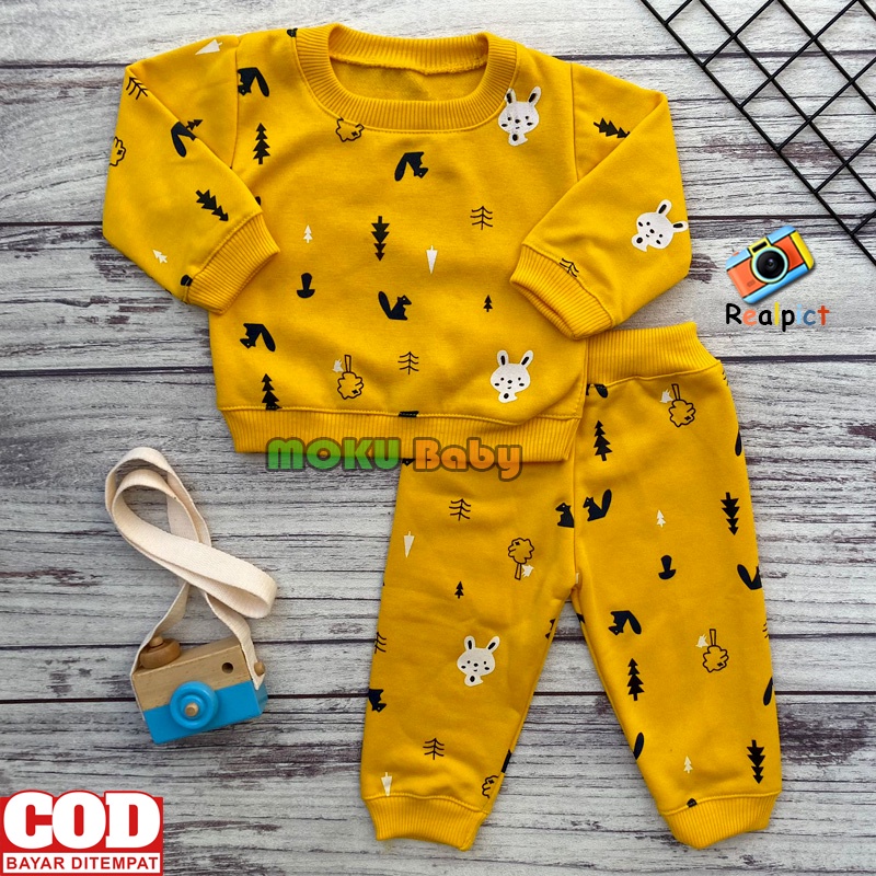 Setelan Sweater Bayi Lengan Panjang Celana Jogger Motif Kelinci USia 3-12 Bulan - Ana Baby