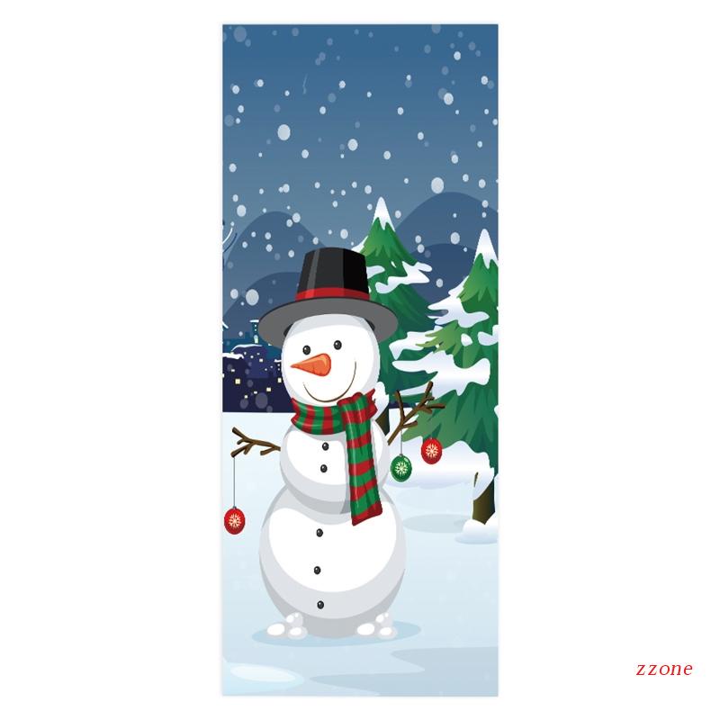 Zzz 2pcs / set Stiker Dinding / Pintu / Kulkas Anti Air Motif Snowman Natal Untuk Dekorasi Rumah