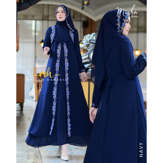 FASHION MUSLIM // MISHA DRESS // BAHAN BABYDOLL FULL FURING MIX BORDIR LANGSUNG // KODE RR