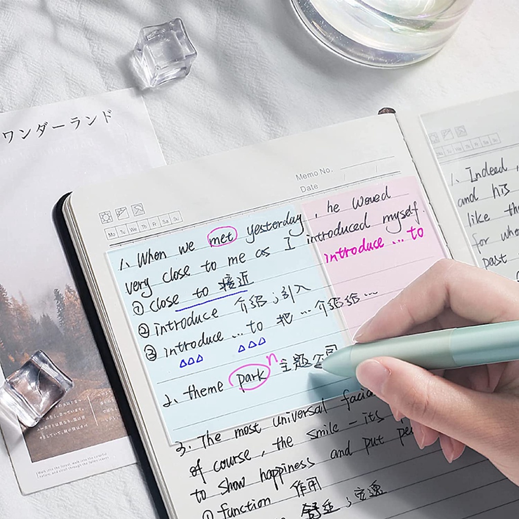 Sticky Notes Transparan 50 lembar anti Air tahan air / Transparent Sticky notes untuk sekolah kantor / memo bening tempel