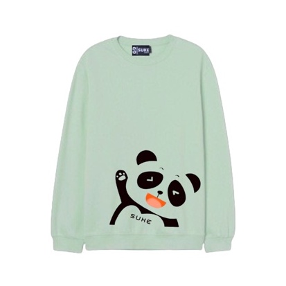 Suke Jaket Sweater Wanita Style Oversize Basic Panda Mind Green