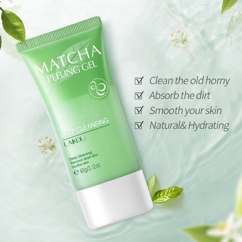 LAIKOU Matcha Facial Scrub Peeling Gel Eksfoliasi Menghilangkan Kulit Mati 60g