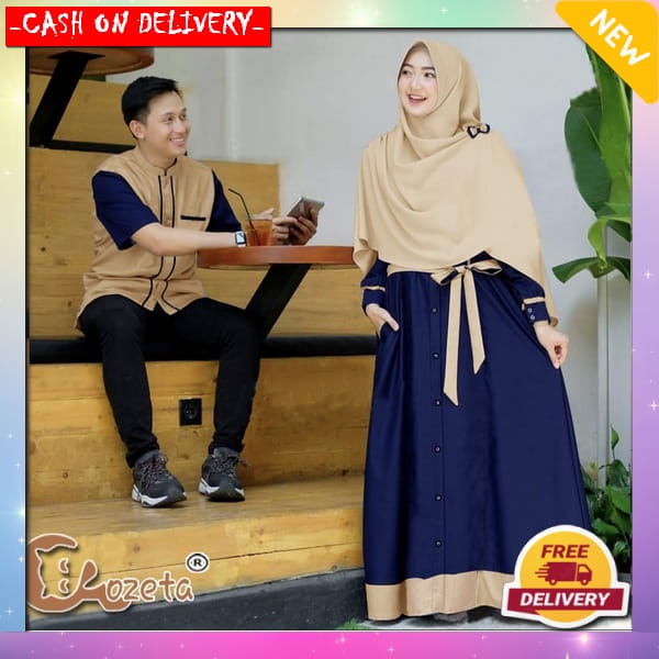 Baju Couple Muslim Pasangan Suami Istri Ayah Ibu Sarimbit Kekinian Terbaru 2023 Ukuran Jumbo Xxl 2Xl