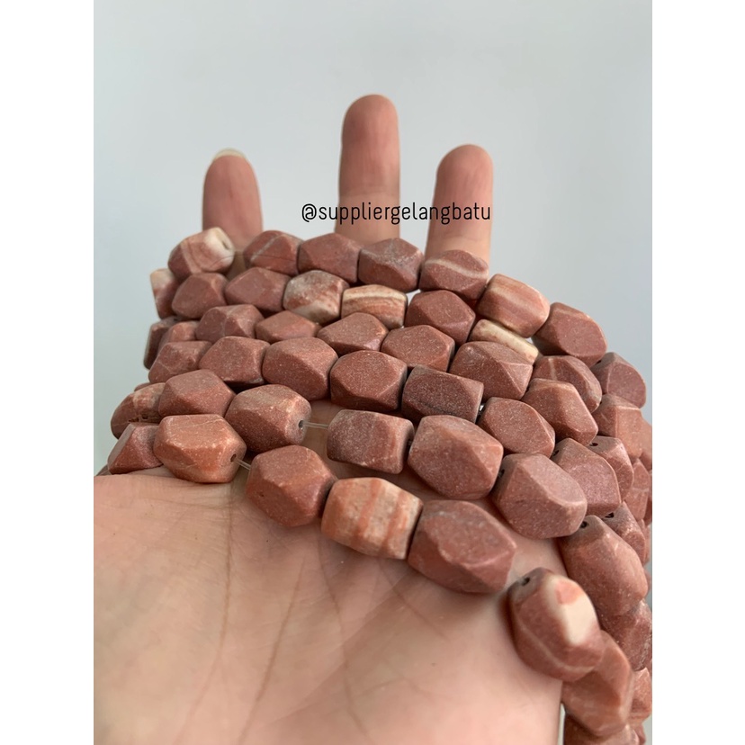 manik Batu alam white jasper 14 x 10mm bongkah cut bahan doff grade a