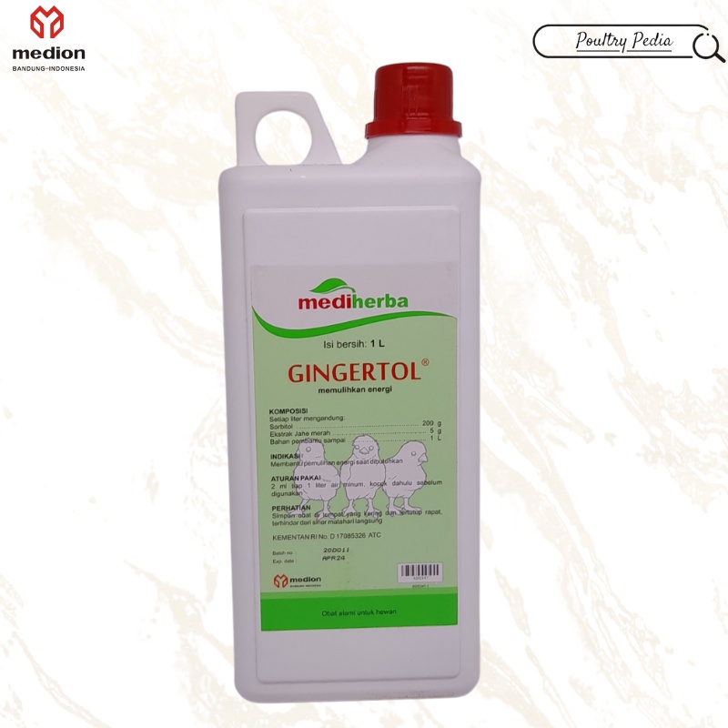 GINGERTOL 1 Liter L - Obat Suplemen Herbal Unggas Ayam Penguat Tenaga Stamina Jahe Merah Sorbitol