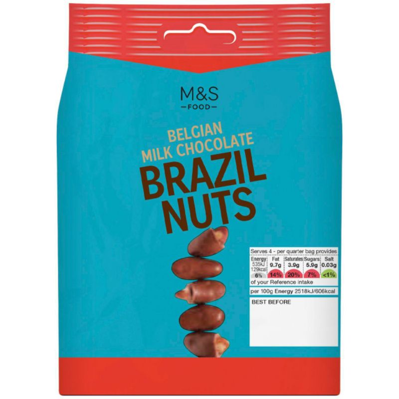 

MARKS & SPENCER Belgian Milk Chocolate Brazil Nuts 85g