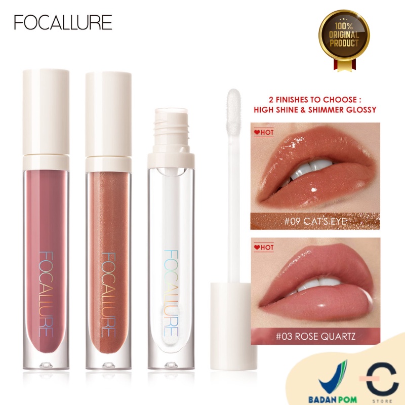 [ORI &amp; BPOM] FOCALLURE Plumpmax Lip Gloss Shimmer Glossy Makeup | High Shine Lip Glow | Tahan Lama Waterproof FA153