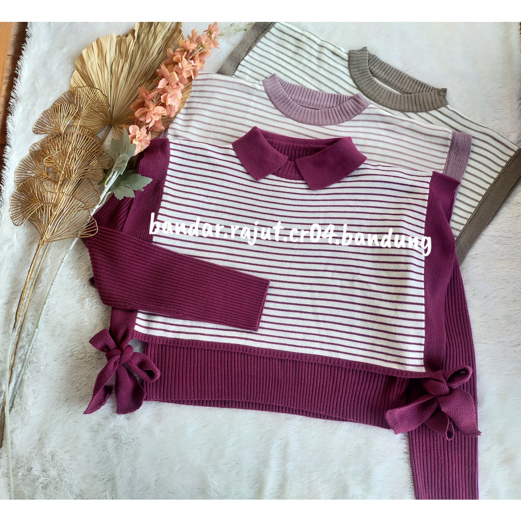 VEST CROP ANDIN MOTIF STRIPE BRANDED 7 GATE