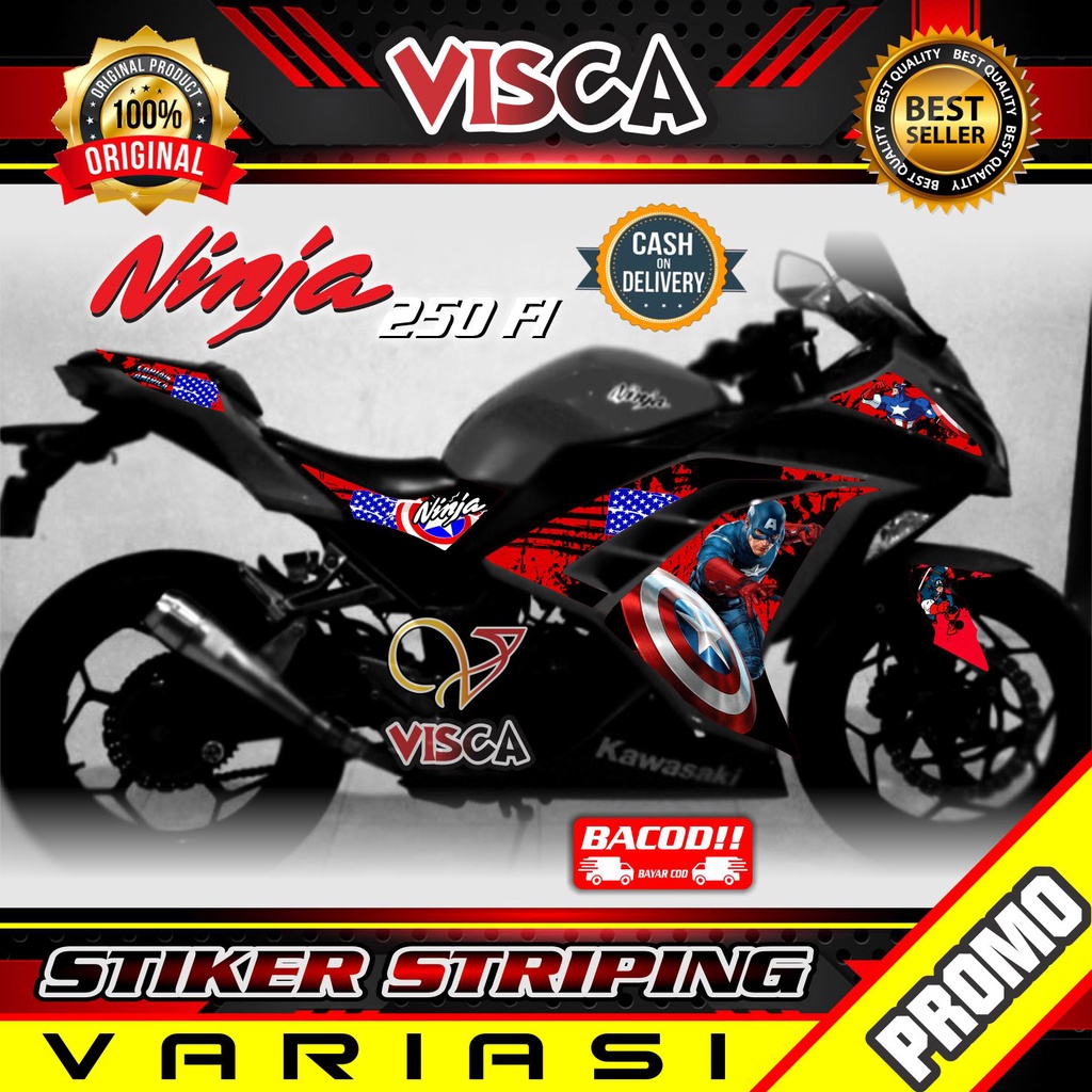 Stiker Ninja 250 Fi Stiker Motor Ninja 250 Fi Striping Ninja 250 Fi Captain Amerika