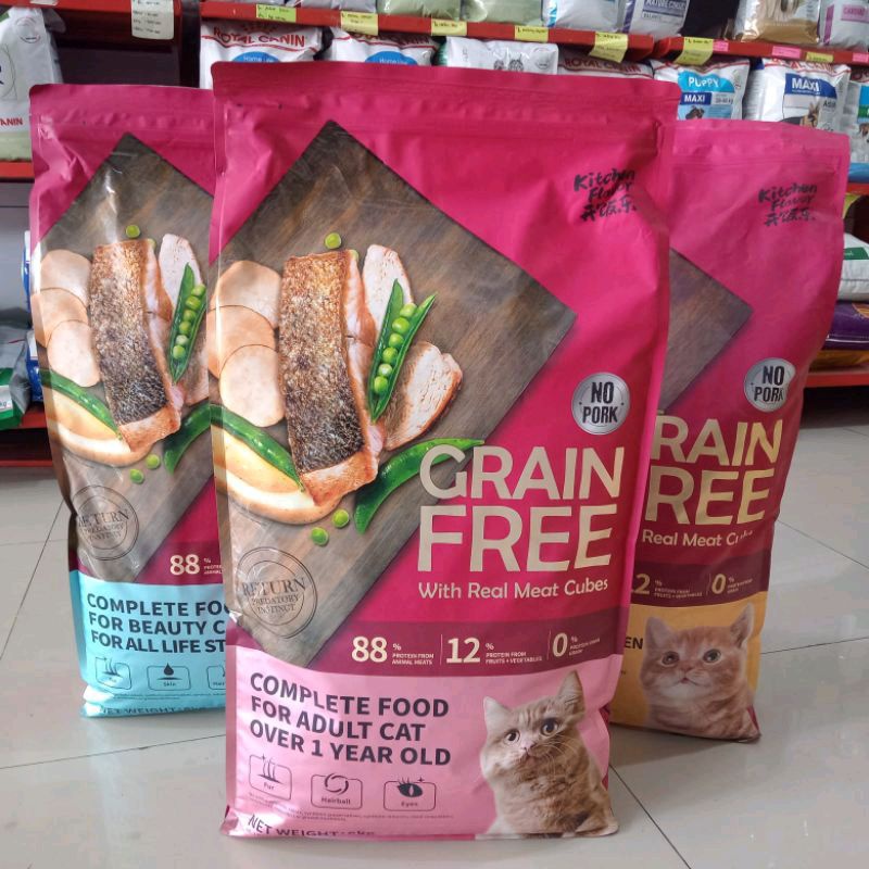 Kitchen Flavour Adult Grain Free 8kg (Ekspedisi) makanan kucing dewasa kf grain free dry catfood