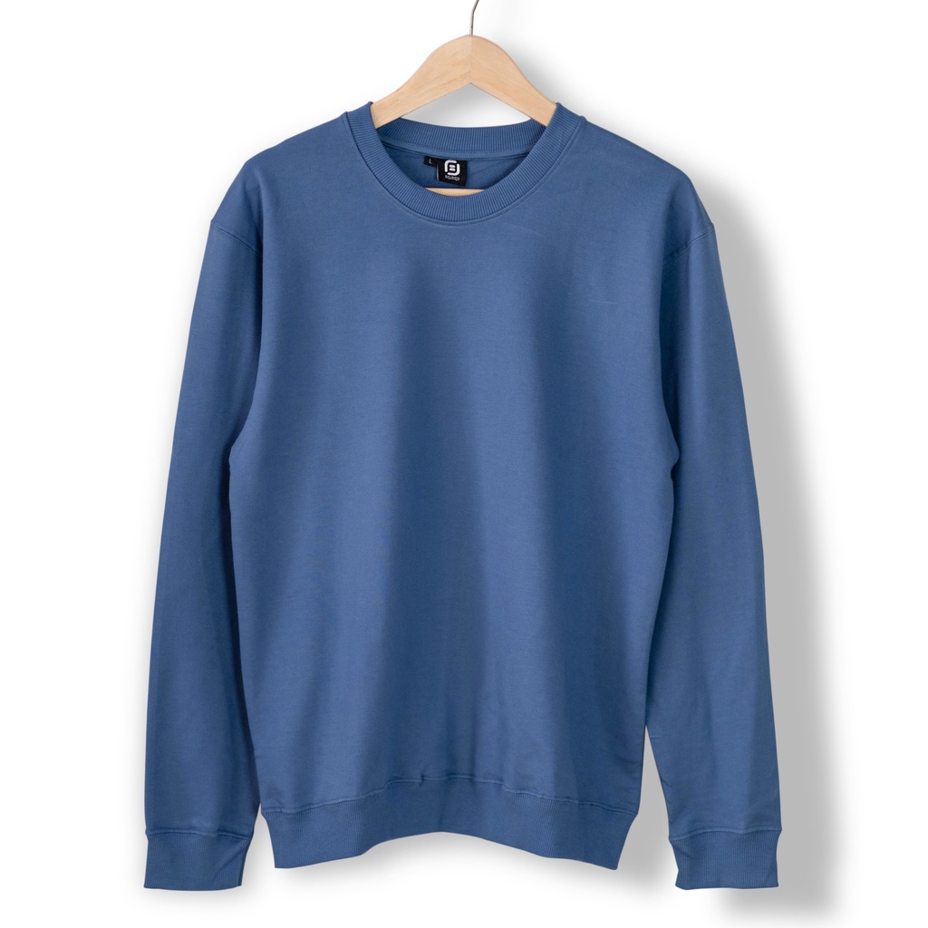 Bajubaja crewneck steel blue / sweater biru cotton baby terry unisex