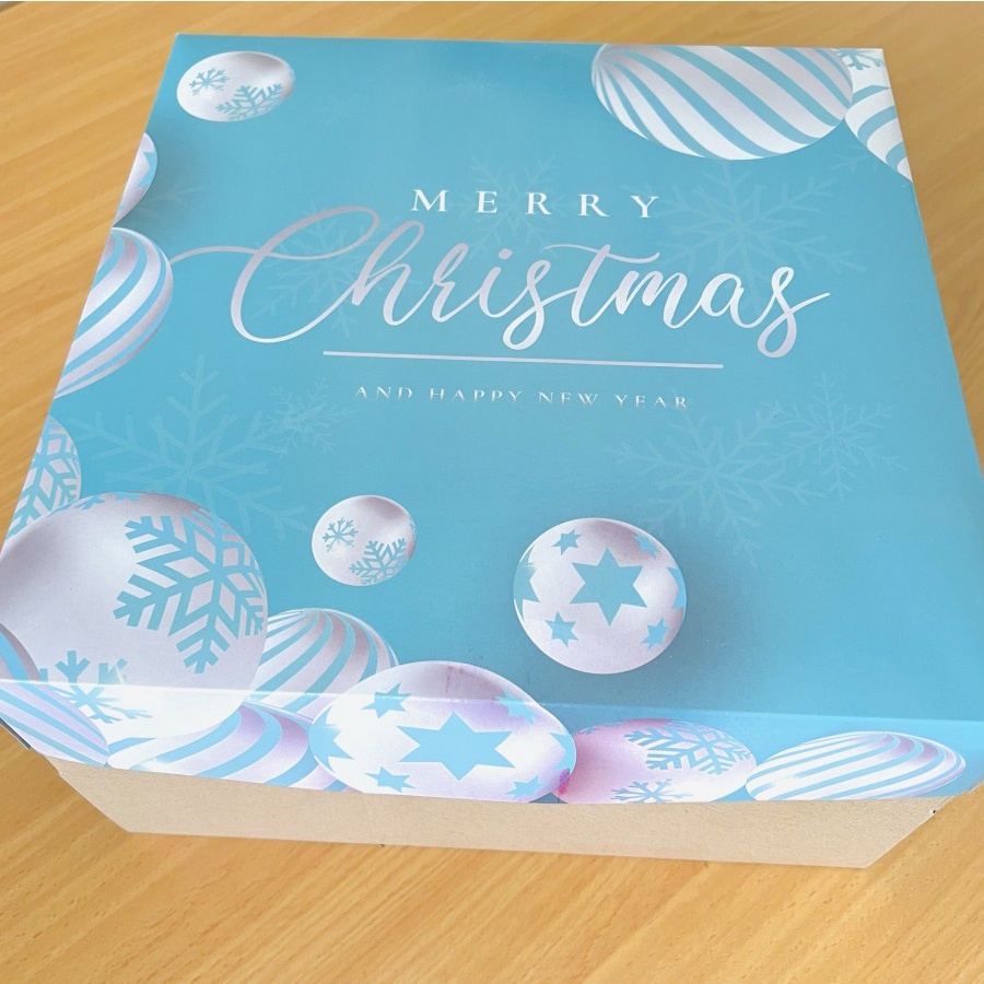 

Dus kue edisi natal Cake box kotak hampers Christmas jingle bell kardus parcel Xmas Dus kemasan lapis legit uk 22