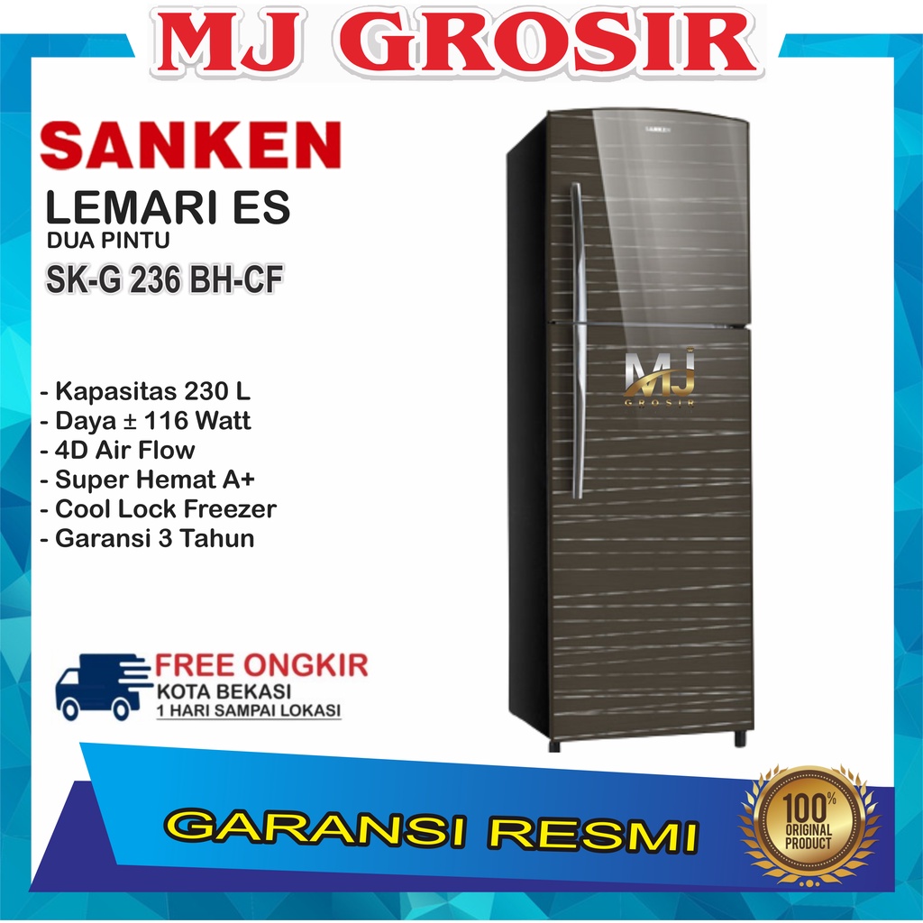 KULKAS SANKEN SK-G 236 BHCF LEMARI ES 2 PINTU SK-G236 230 Liter