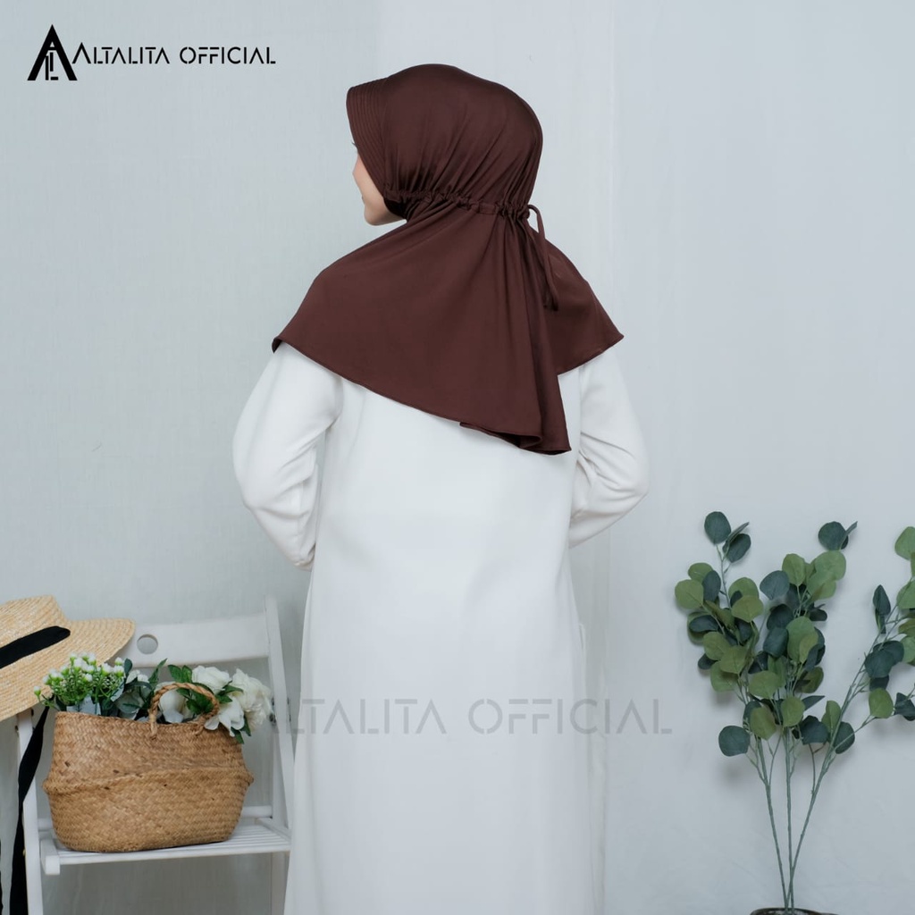 Altalita - Jilbab Serut Jokowi Instan Menutup Dada pet Antem Polos Bahan Jersey Premium Cocok untuk Sekolah Olahraga Volly Futsal Senam dan Sehari-hari