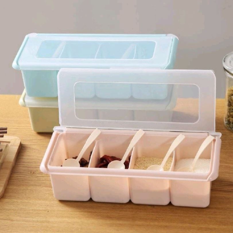 KeiKei Wadah Kotak Tempat Bumbu Dapur Set 4 sekat 4 in 1