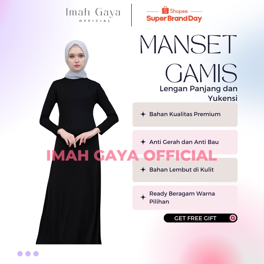 Manset Gamis Panjang Bahan kaos Rayon Premium Lembut BB 45-95 KG Wanita Dewasa Polos Kaos Gamis Panjang