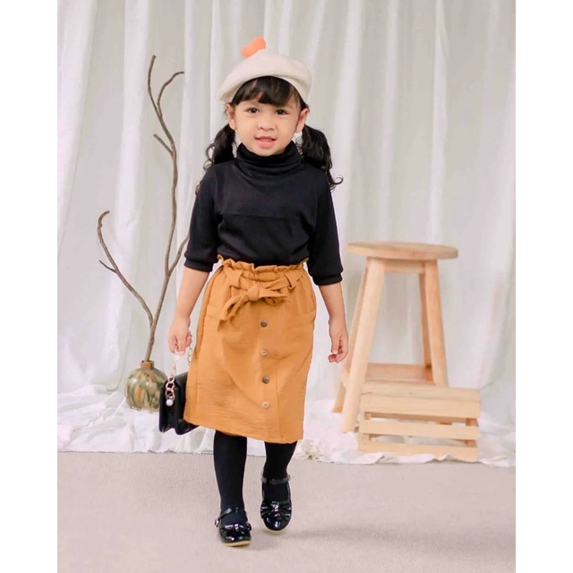 2-5 TH ROK ANAK PEREMPUAN CRITTOS CRINGKLE BUTTON SKIRT