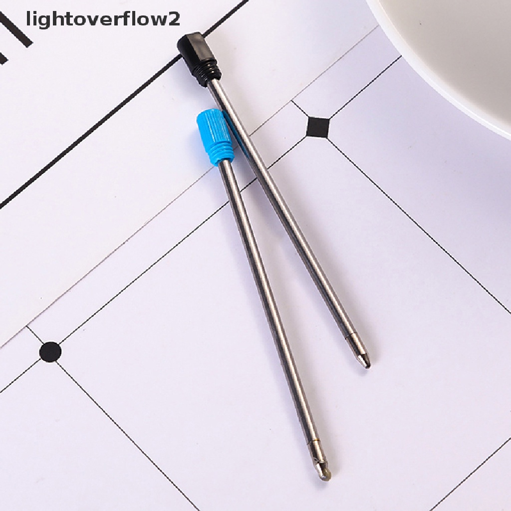 (lightoverflow2) 10pcs / Set Bolpoin Tinta Isi Ulang 7cm 0.5mm Bahan Metal Untuk Stationery Sekolah / Kantor