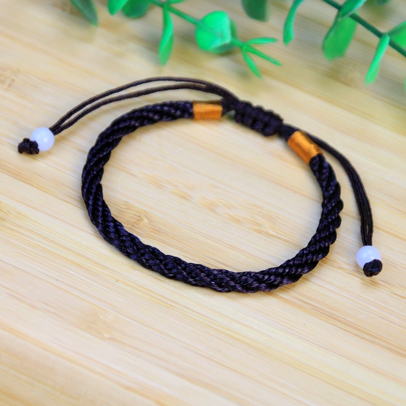 Gelang Tangan Tali Anyam Adjustable Gaya Korea Untuk Pasangan / Pria / Wanita