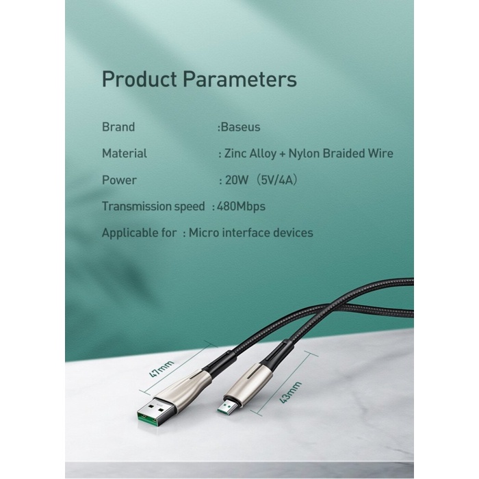 Baseus Vooc Kabel Data Micro USB Waterdrop Dash Charge Data Cable 4A