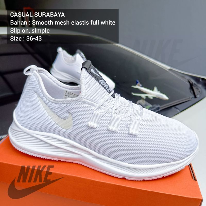[Promo.Shopee] Sepatu Sneakers Slip On Putih Salju Bahan Rajut Grade Original