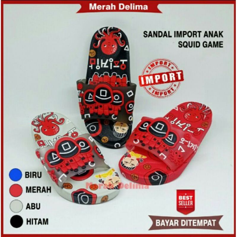 Sandal anak Laki laki Sandal selop anak motif Squid Game Sandal anak Karet