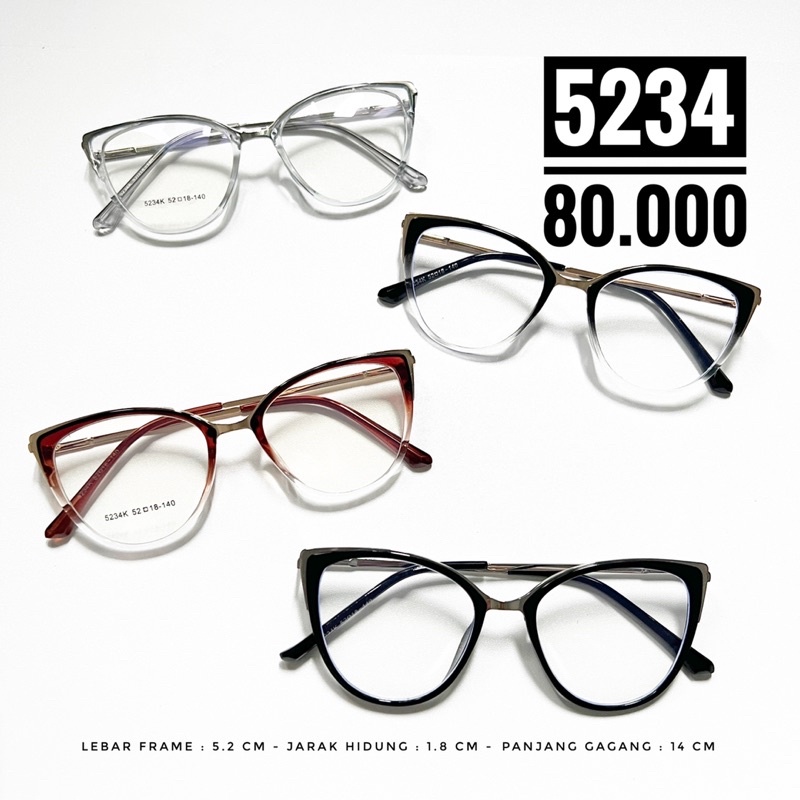 PAKET FRAME+LENSA MINUS | KACAMATA MINUS SILINDER PLUS OPTIK TERBARU KODE 5234