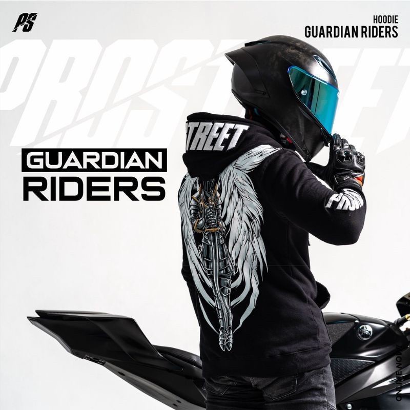 HOODIE PROSTREET THE DARK GUARDIAN RIDERS BLACK NEW / HOODIE PRIA PROSTREET GUARDIAN ANGEL / JAKET SUNMORI PRIA RACHING SIZE M-XXL