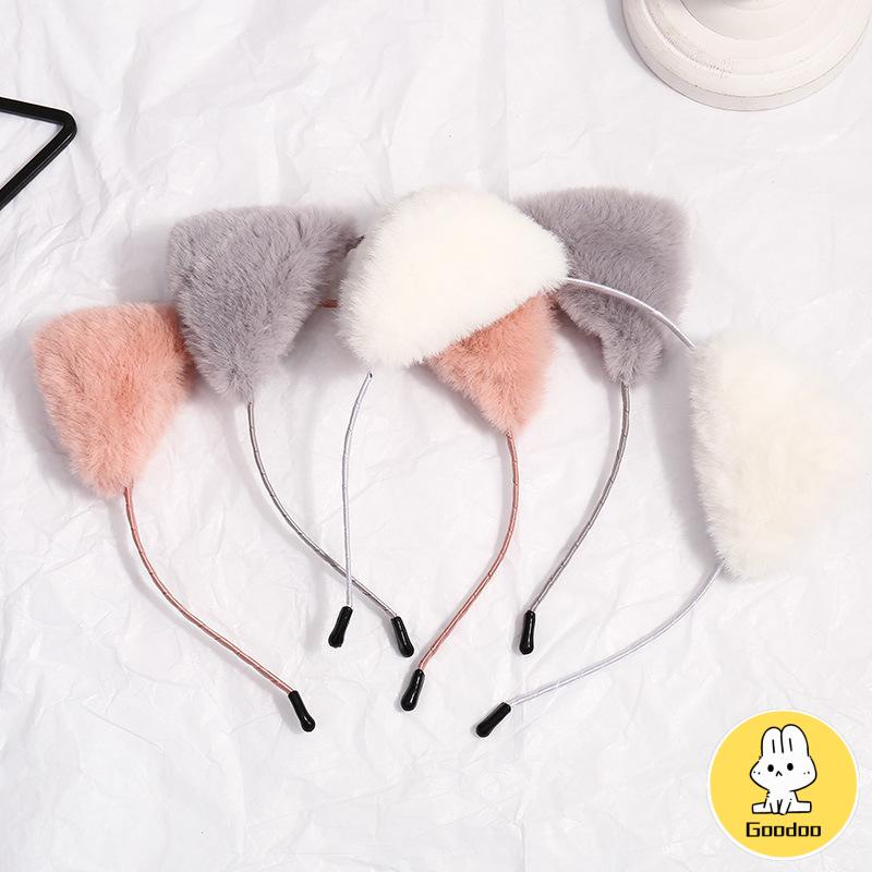 Korea bando Pita Rambut Telinga Kucing Lucu Cuci Muka Headband Simple Press Hair Clip Headwear S -Doo