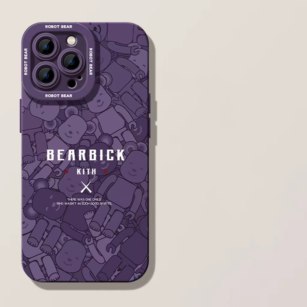 Case Motif Beruang Ungu Untuk iPhone 14 14pro 14Plus 14prm 13 13pro 13pro 13prm 11 7Plus 8Plus Xr XS 12pro Max