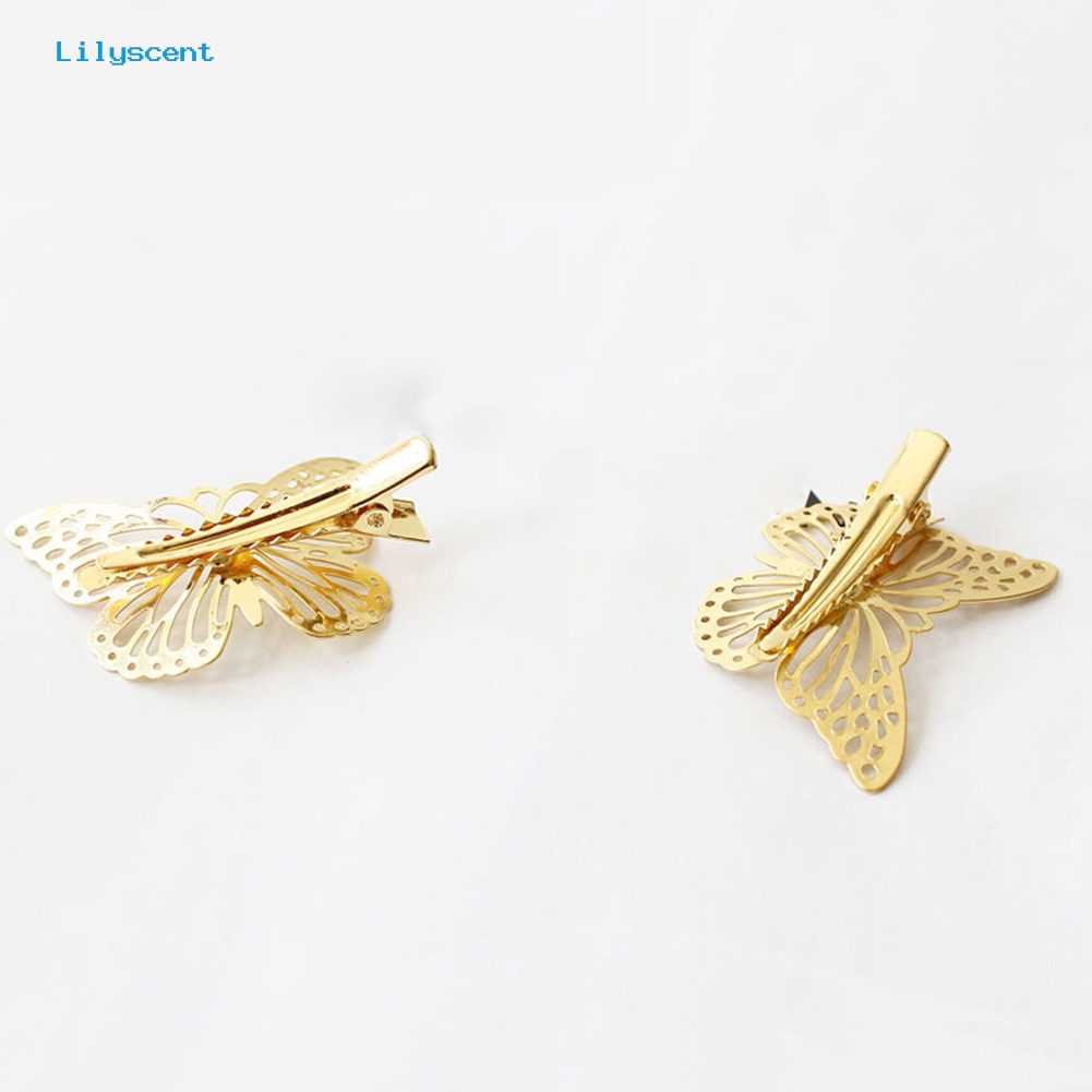 Jepit Rambut Model Butterfly Hollow Bahan Metal Gaya Vintage Untuk Wanita