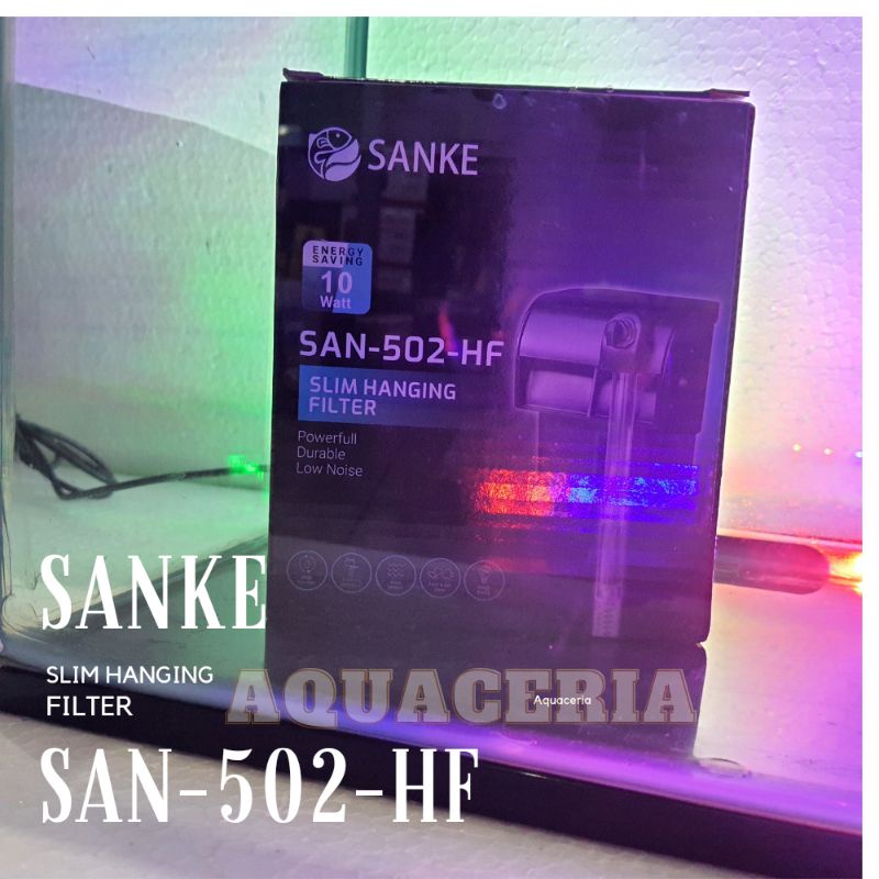 Filter Gantu Aquarium 40-60Cm SANKE SAN-502-HF Hang on Filter+Skimer Aquarium 500L/H 10Watt