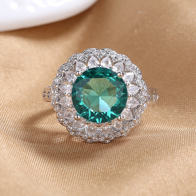 Fancyqube Cincin Sapphire Silver Gaya Vintage Untuk Wanita