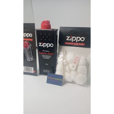 Minyak Zippo 125ml Original + Batu Zippo Original + Kapas Zippo Original [Bisa COD]