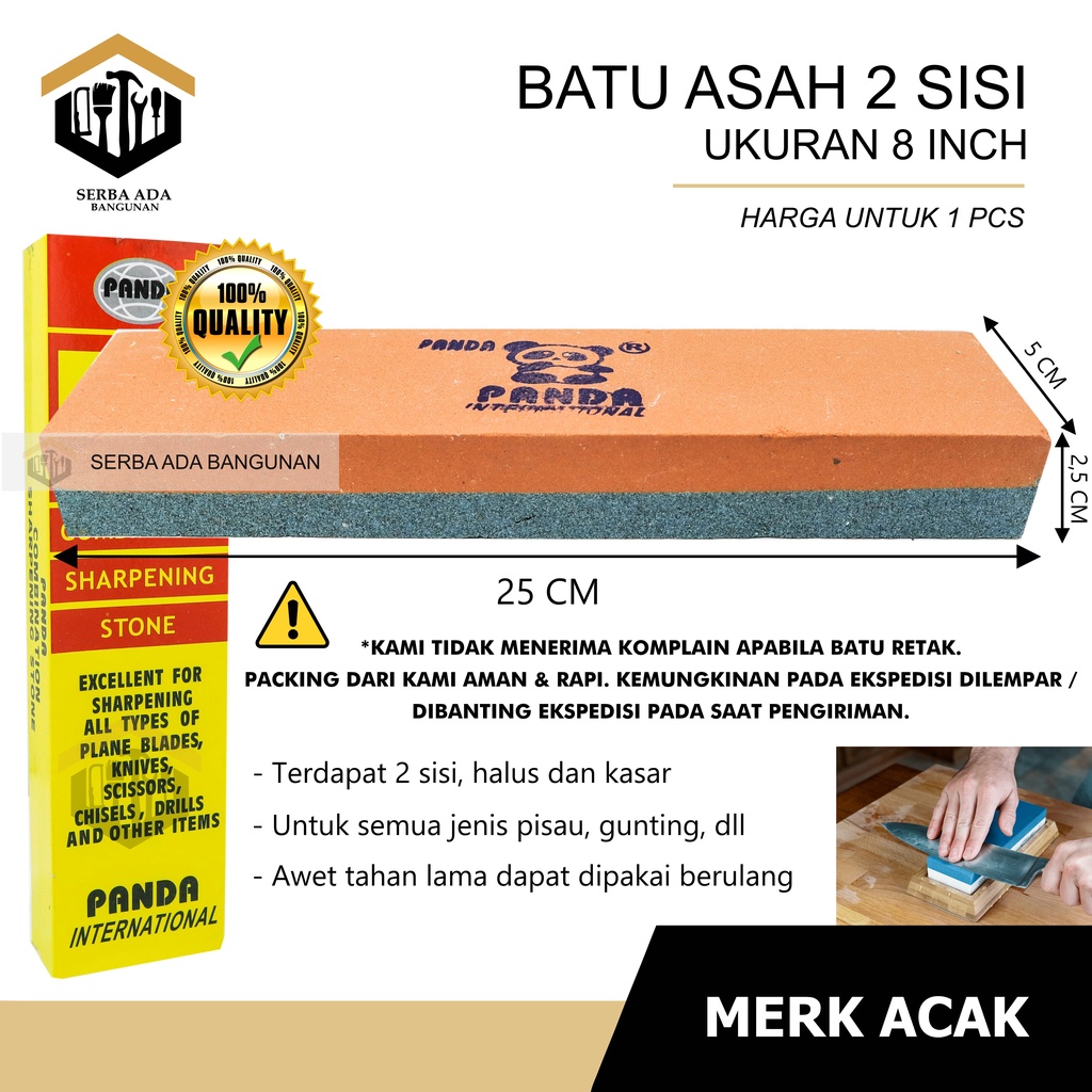 BATU ASAH PISAU MDS / PANDA GOLOK GUNTING  DLL 6 &amp; 8 INCH TEBAL 2 SISI BATU AMRIL GOSOK SUPER TAJAM