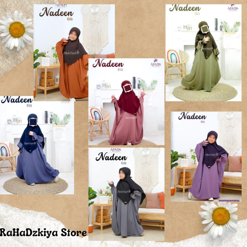 Abaya anak kaftan anak set syar'i ready stok untuk usia 3 - 12 thn Nadeen Kids by Afada Hijab bisa C