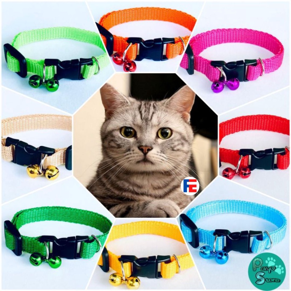 Kalung Kucing Motif Polos Lonceng 14 mm 2 Lonceng Double Lonceng FEZONE