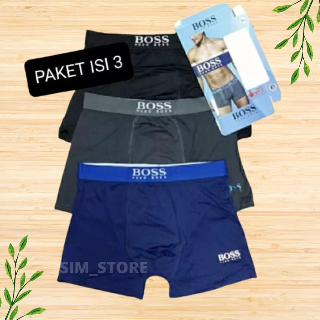 Celana Dalam Boxer Pria Jumbo Cowok Dewasa Sempak Laki Laki Murah 3 pcs Import Original Sport XXL Da