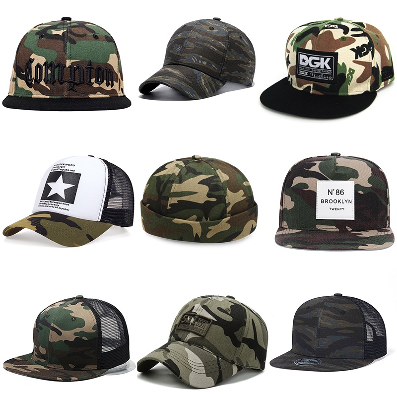 Topi baseball Adjustable Motif camouflage Gaya vintage Untuk Pria Dan Wanita