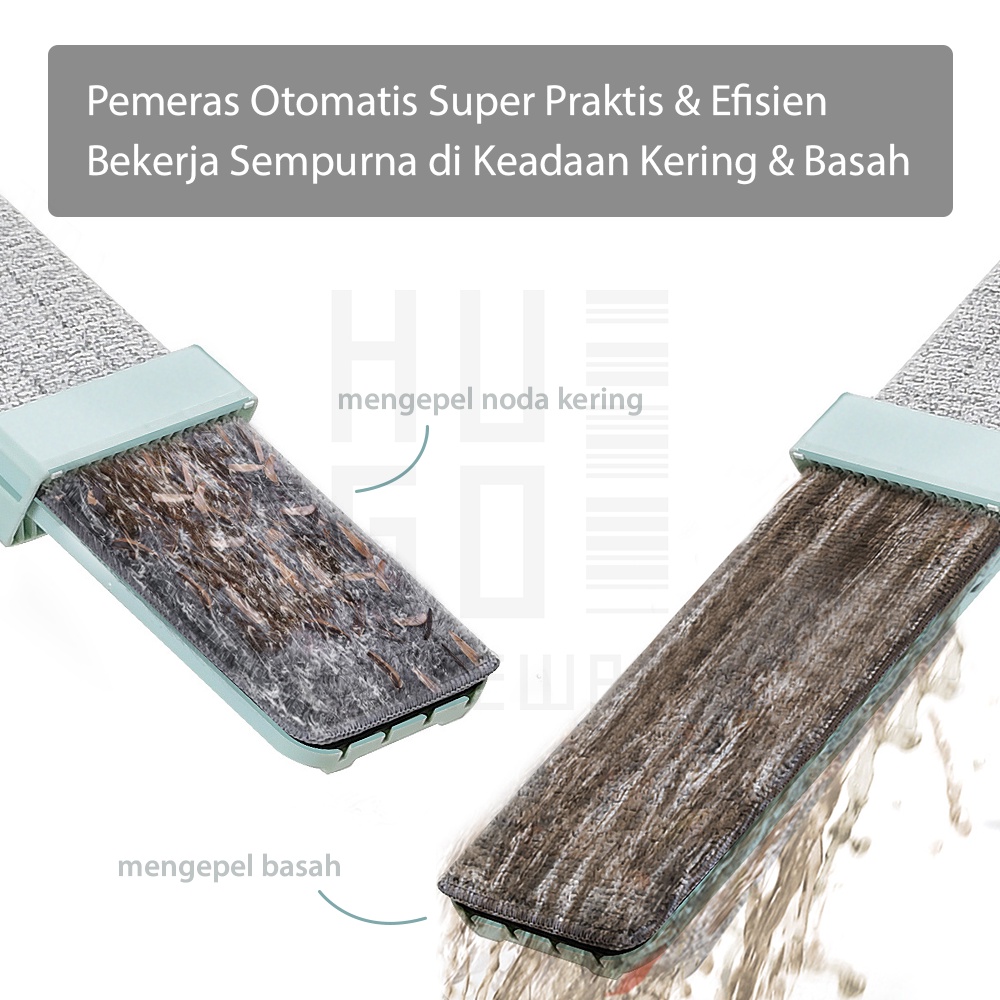 Alat Pel Lantai Ultra Mop Acline - Pel Lantai Tarik Biru Handsfree HUGO