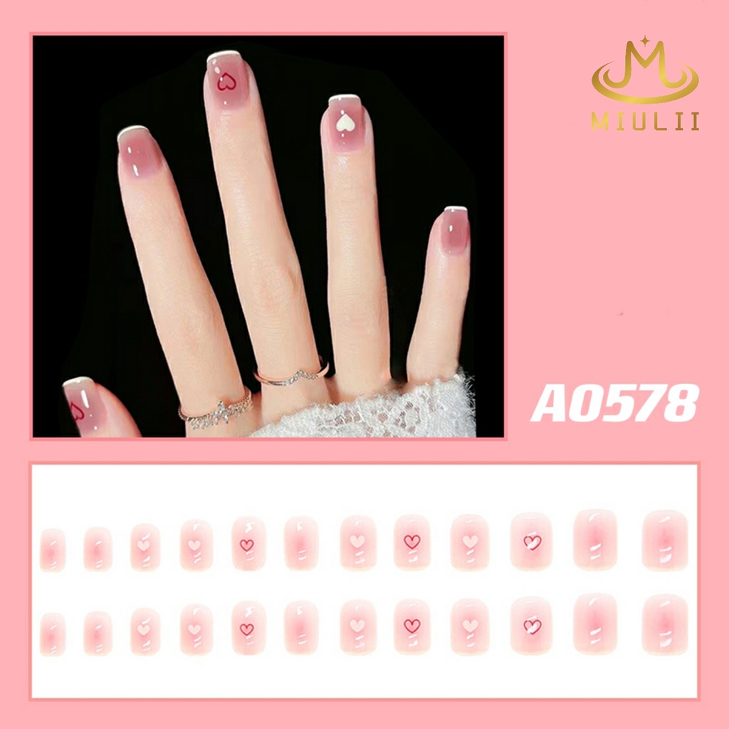 MIULII / KUKU PALSU   A0578  / 24PCS / 3D / NAIL ART / PREMIUM / CUTE / FREE LEM JELLY / KUTEK