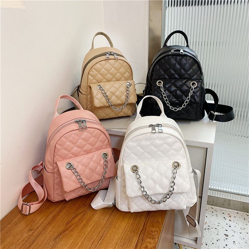 [littlecrab] Tas Ransel Mini Backpack Kecil With Additional Chain Tas Mini Selempang Unik Berkualitas Bahan Kulit Imut Tali Adjustable Serbaguna Multifungsi Korean Style