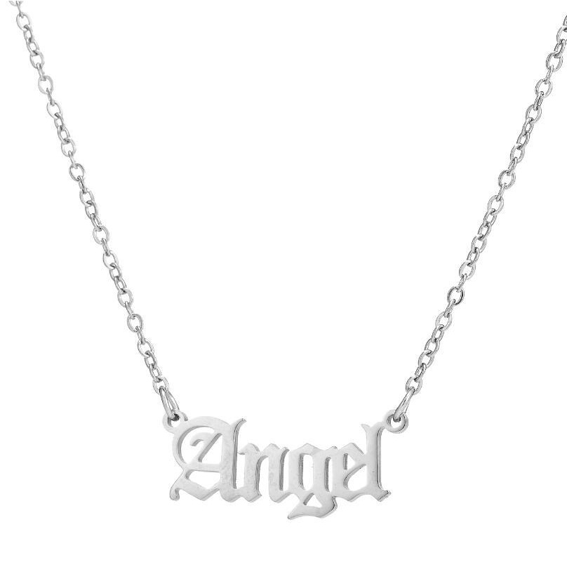 Artistic Letter Collar Chain Gothic Angel Princess Prince Pendant Harajuku Baby Girl Necklace Best Friend Gift